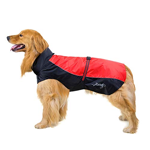 SELMAI wasserdichte Hundejacke Große Reflektierende Hundemäntel Winddichte Schneeanzug Warme Weste Haustierkleidung für Mittel Französische Bulldogge Gehender Sport im Freien Kalter Winter Red 9XL von SELMAI