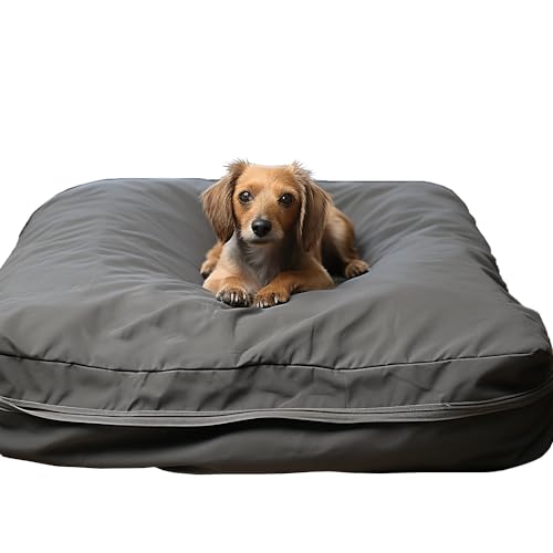 SELUGOVE Ersatzbezug für Hundebett, 135 x 109 x 12,7 cm, waschbar, grau, verdickt, wasserdicht, Oxford-Gewebe mit Griffen und Reißverschluss, wiederverwendbar, für große 50 - 56,7 kg Hunde von SELUGOVE