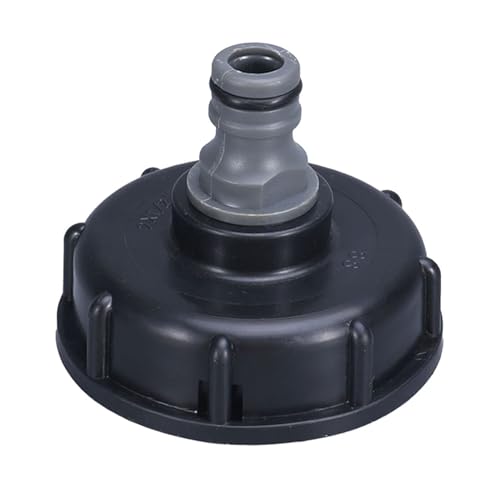 IBC Tankdeckel Adapter,IBC Adapter Kappe,IBC verbinder,IBC container zubehör,S60x6,1/2 Schnuller-Ventiladapter,Geeignet für den Anschluss von Gartenschläuchen,IBC-Wassertanks (Schwarz*1Stück) von SEMINISMAR