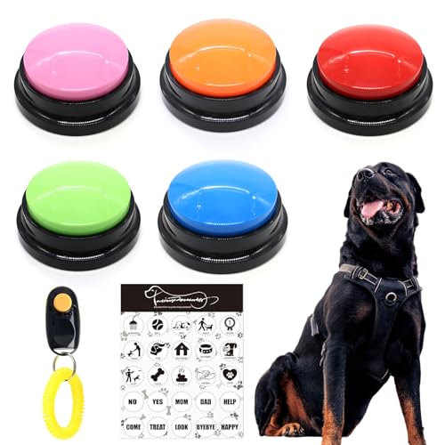 Hunde Buttons zum sprechen,5 Stück Buzzer mit Aufnahmefunktion,Buzzer mit Aufnahmefunktion,Intelligenzspielzeug für Hunde,Haustier Talking Training Antwort Buzzer,mit Hund Clicker Hunde Buttons zum sprechen,5 Stück Buzzer mit Aufnahmefunktion,Buzzer mit Aufnahmefunktion,Intelligenzspielzeug für Hunde,Haustier Talking Training Antwort Buzzer,mit Hund Clicker von SEMINISMAR