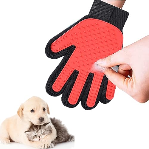 Waschhandschuh für Katzen, Katzenhandschuhe,Katzenhandschuh Fellpflege,Katzenhandschuh Bürste,Fellpflegehandschuh aus Silikon Handschuh,Katzenbürste,Hundebürste,Pflegehandschuh für Haustiere,1 Rot von SEMINISMAR