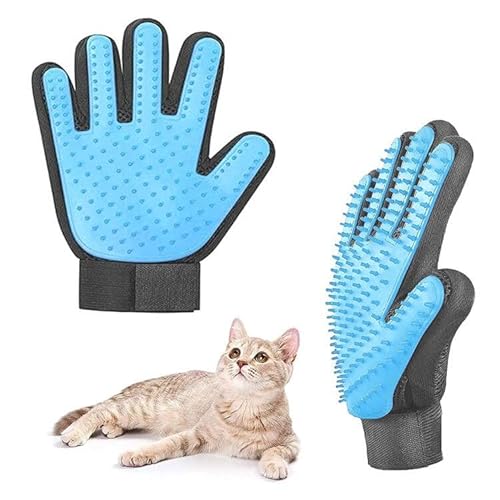 Waschhandschuh für Katzen,Katzenhandschuhe,Katzenhandschuh Fellpflege,Katzenhandschuh Bürste,Fellpflegehandschuh aus Silikon Handschuh,Katzenbürste,Hundebürste,Pflegehandschuh für Haustiere,Himmelblau von SEMINISMAR