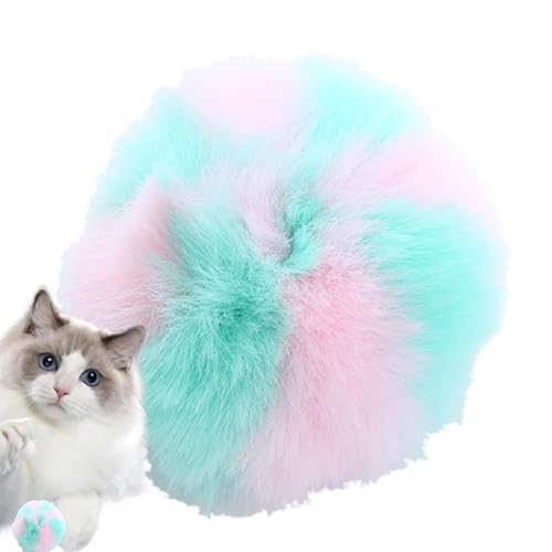 Pom Pom Bälle für Katzen, Katzenspielzeug mit Plüschbällchen, bunte interaktive Bälle für Katzen | Haustierbedarf, interaktives Spielzeug mit Plüschball für Katzen p von SENZZ