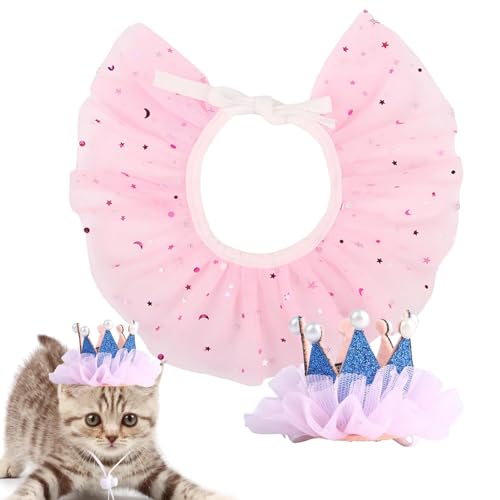 Rosa Tutu-Rock für Hunde, verstellbar, Krone, niedliches Kleid für den Geburtstag, für Hunde und Katzen – Kleid für die Party von Compl von SENZZ