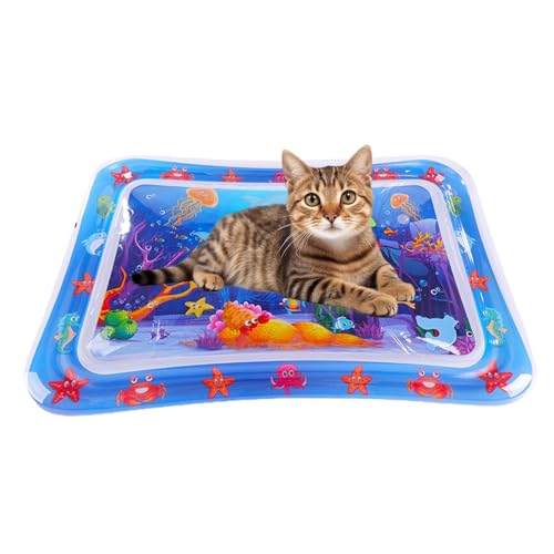 SENZZ Haustier-Wassermatte – Haustier-Wassersensorisches Pad | Katze verdicktes Wasser sensorische Spielmatte | Wassermatte für Katze und Hund | Katzen-Wassermatte | sensorische Spielmatte mit Fisch von SENZZ