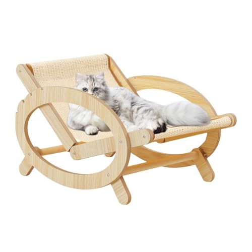 SENZZ Verstellbares Katzenbett, Katzenschlaf, Klettergerüst, Stuhl, mit Segeltuch, Holz, Katzen-Freizeitsofa für den Innenbereich, Kratzbett kratzfest von SENZZ