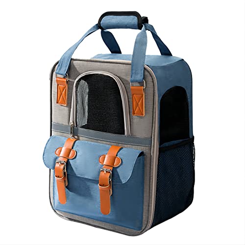 SEOUGEE Katzentrager-Rucksack, Haustier-Rucksack für kleine, mittelgroße Hunde, Welpen, Hasen, belüftetes Design, reflektierende Streifen, zweiseitiger Eingang, Kopffenster, abnehmbare Fleece-Matte für Outdoor-Reisen, Wandern von SEOUGEE