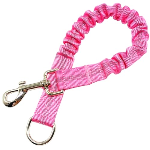 SEPXUFORE Kurze Hundeleinenverlängerung, 45,7 cm, Bungee, stoßdämpfend, Nylon, multifunktionale Hundeleine für mittelgroße und große Hunde, Spazierengehen, Training, Laufen (Rosa) von SEPXUFORE