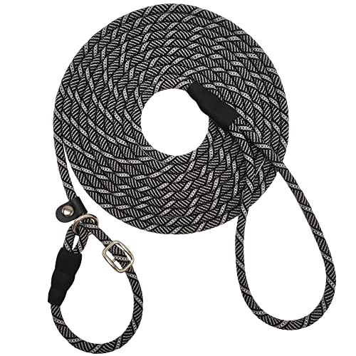 SEPXUFORE Lange Retrieverleine Hundeleine, reflektierend, Anti-Erstickung, 3,6 m, 9 m, 15 m, Trainingsleine für mittelgroße Hunde, kleine Welpen, Haustiere (0,6 cm x 6,1 m, Schwarzgrau) von SEPXUFORE