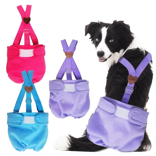 Waschbare Windeln für Hündinnen mit Strumpfhalter, wiederverwendbar, feste Hundewindeln, super saugfähig, auslaufsicher, für Hunde im Wärmezyklus, Größe XL, 3 Stück von SERENEDWELLING