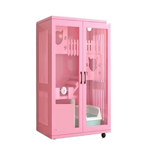 Haustierhaus Cat Villa Home Cat Cabinet Indoor übergroß Haustierkäfig ( Size : Pink 120 ) von SERUMY