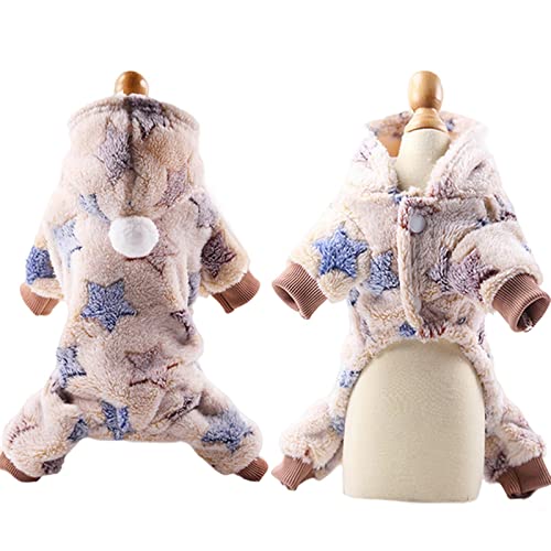 SERUMY Hundebekleidung Haustier Hund Pyjama Kleidung Weiches Warm Fleece Hunde Jumpsuits Kleidung Für Kleine Hunde Welpen Katzen Chihuahua Yorkshire Kostüm Bräunen, L 3,5-4,5 kg von SERUMY