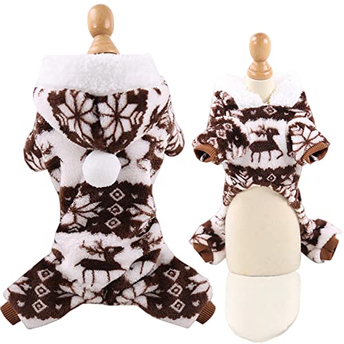 SERUMY Hundebekleidung Haustier Hund Pyjama Kleidung Weiches Warm Fleece Hunde Jumpsuits Kleidung Für Kleine Hunde Welpen Katzen Chihuahua Yorkshire Kostüm - Kaffee, Xs 0-1,5 kg von SERUMY