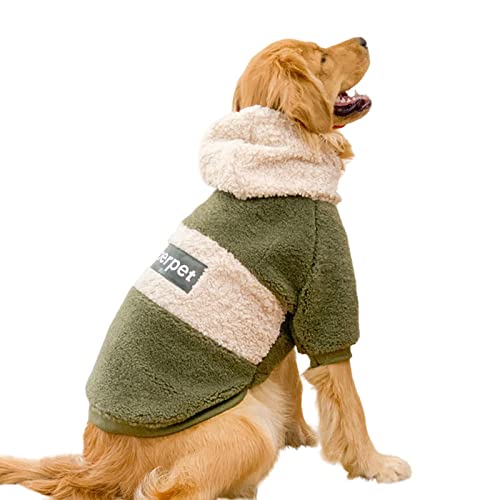 SERUMY Hundekleidung, mittelgroß, groß, Hundekleidung, Herbst, Winter, dicker warmer Pullover, Kapuzen-Sweatshirt, Hundekleidung, lässige Haustierkleidung, Sup Armeegrün, 7XL von SERUMY