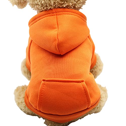 SERUMY Hundekleidung, solide Hunde-Kapuzenpullover, Haustierkleidung für kleine Hunde, Welpenmantel, Jacken, Sweatshirt für Chihuahua-Kostüm, Baumwolle, Haustier-Outfits, Orange, Xs von SERUMY