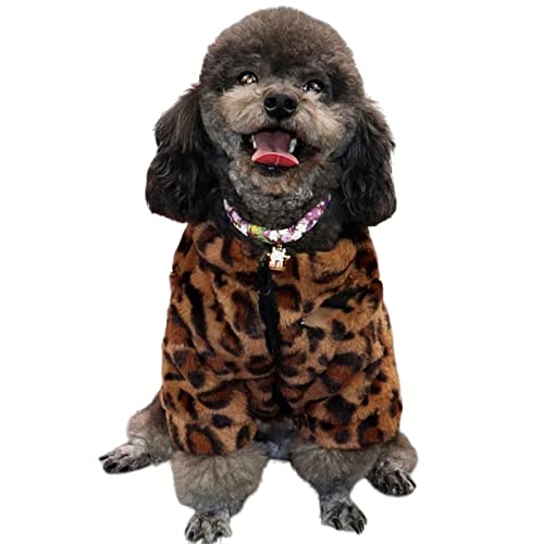 SERUMY Hundekleidung Haustierkleidung Herbst Winter Plüschmantel Leopardenmuster Pullover bunte Farben kleine Hunde Katzenjacke Pelzpullover Bulldogge Mops Pudel Leopardenmuster M von SERUMY