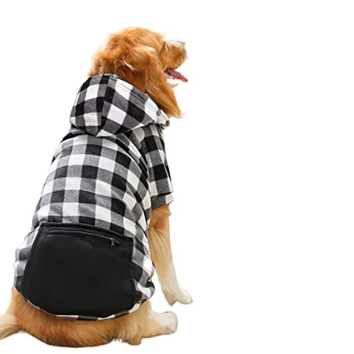 SERUMY Hundekleidung Hunde-Wintermantel Haustierjacke Plaid Wendeweste Kaltwetterkleidung Haustierkleidung für kleine, mittelgroße und große Hunde, Schwarz kariert, 5XL (für 25–40 kg) von SERUMY