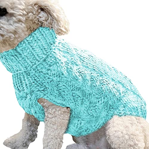 SERUMY Hundekleidung Hundepullover Winter warme Hundekleidung für kleine Hunde Rollkragen gestrickte Haustierkleidung Welpen Katze Pullover Weste Chihuahua Yorkie Mantel - Blau, L von SERUMY