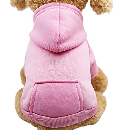 SERUMY Hundekleidung Solide Hunde-Kapuzenpullover Haustierkleidung für kleine Hunde, Welpenmantel, Jacken, Sweatshirt für Chihuahua-Kostüm, Baumwolle, Haustier-Outfits, Rosa, M von SERUMY