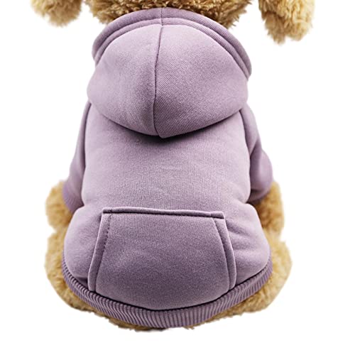 SERUMY Hundekleidung Solide Hunde-Kapuzenpullover Haustierkleidung für kleine Hunde Welpenmantel Jacken Sweatshirt für Chihuahua-Kostüm Baumwolle Haustier-Outfits - Hellviolett, S von SERUMY