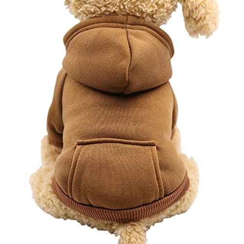 SERUMY Hundekleidung Solide Hunde-Kapuzenpullover Haustierkleidung für kleine Hunde Welpenmantel Jacken Sweatshirt für Chihuahua-Kostüm Baumwolle Haustier-Outfits-Kaffee, L von SERUMY