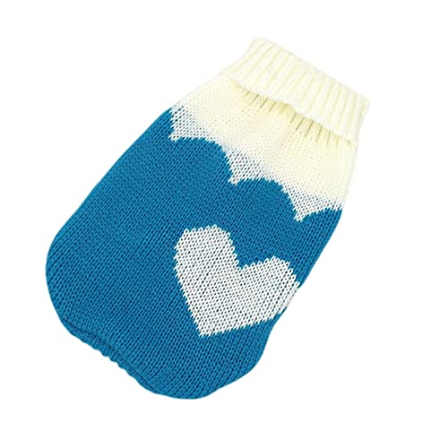 SERUMY Hundekleidung Warme Hundekleidung für kleine Hunde, mittelmäßig, Pullover für Katzen, gestrickt, Kleidung für Haustiere für Chihuahua Bulldogs, Winter-Blue Herz, XXL von SERUMY