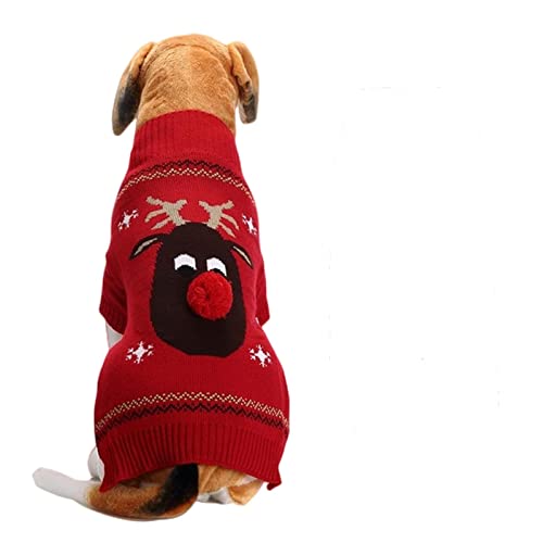 SERUMY Hundekleidung Weihnachten Hunde Katzen Kleidung Rote Nase Hirsch Strickpullover Pullover Herbst Winter Small Medium Large Haustier Kleidung - Rot, Xs von SERUMY