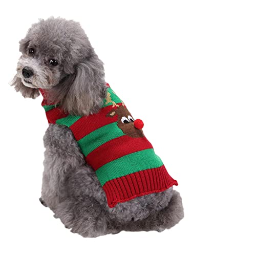 SERUMY Hundekleidung Weihnachten Hunde Katzen Kleidung Rote Nase Hirsch Strickpullover Pullover Herbst Winter Small Medium Large Haustier Kleidung - Rot Grün, Xxl von SERUMY