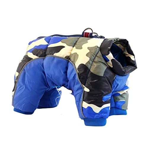 SERUMY Hundekleidung Winter Haustier Hund Kleidung für kleine Hunde, warme reflektierende Welpenkleidung, französische Bulldogge, Kostüm, mittelgroße Mantel für Chihuahua-Marineblau, 4XL von SERUMY