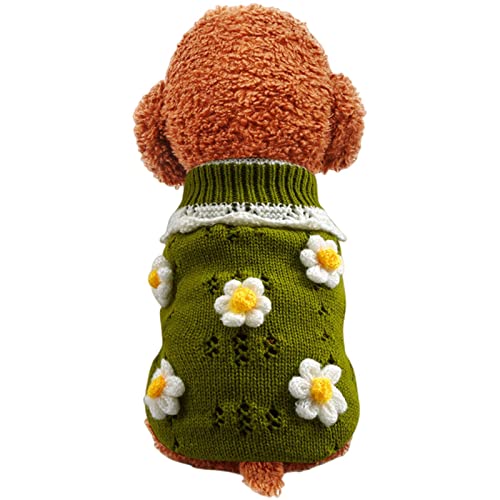 SERUMY Hundekleidung warme Hundekleidung Welpenjacke Mantel Katzenkleidung Hundepullover Winter Hundemantel Kleidung für kleine Hunde Chihuahua Kostüm Mantel-10-grüne Blume, L von SERUMY