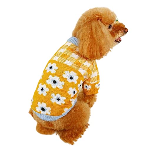 SERUMY Hundekleidung warme Hundekleidung Welpenjacke Mantel Katzenkleidung Hundepullover Winter Hundemantel Kleidung für kleine Hunde Chihuahua Kostüm Mantel - 5-Orange Blume, L von SERUMY