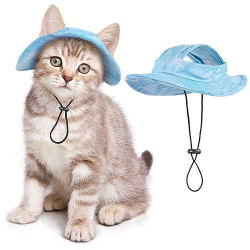 Katzen-/Hundehut nur für Katzen mit verstellbarer Schnur Haustierhut kleines Haustier für kleine und mittelgroße Katzen Geburtstagsparty Kostüm Dekoration (Medium, Blau) von SETSBO