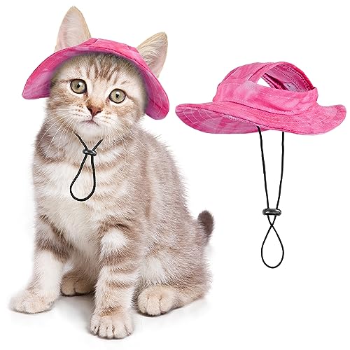 Katzen-/Hundehut nur für Katzen mit verstellbarer Schnur Haustierhut kleines Haustier für kleine und mittelgroße Katzen Geburtstagsparty Kostüm Dekoration (klein, rosa) von SETSBO