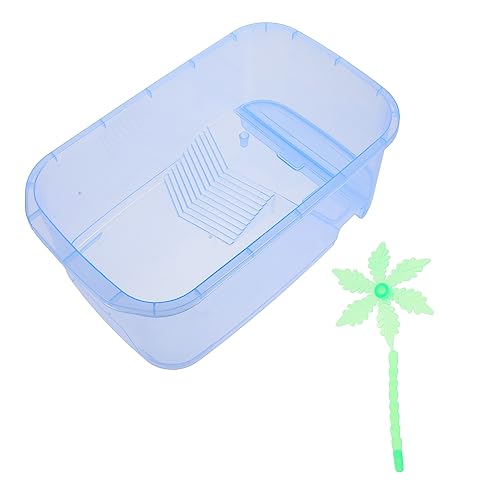 SEWOART 1 Set-Box Schildkrötenbecken Kleine Fischbecken Mini-schildkröten Brutbehälter Für Reptilien Reptichip Transparenter Eidechsenkäfig Schildkrötenzuchtfall Stick-Tank Plastik Blue von SEWOART