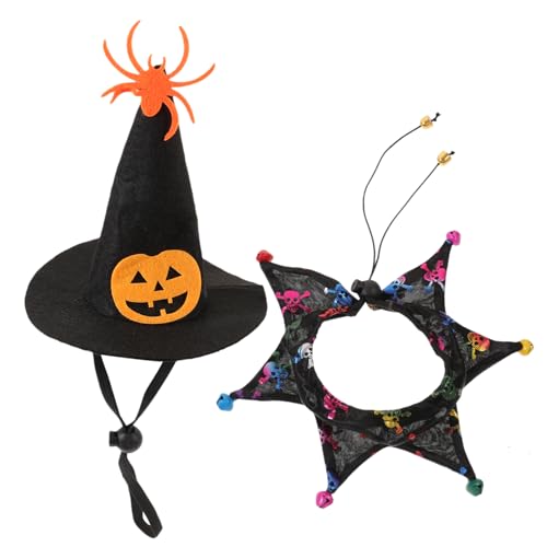 SEWOART 1 Set Halloween Katzenmütze Und Schal Set Dekoration Party Haustier Hexenhut Katze Halloween Kostüm Halloween Haustierkostüm Halloween Katzen Outfit Katzenhalsband von SEWOART