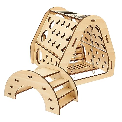 SEWOART Holz Hamster Spielzeug Set Brücke Rutsche Versteck für Chinchilla Käfig Haustier Zubehör von SEWOART