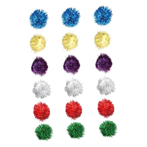 SEWOART 18 STK Katzenspielzeug Glitter Ball plüschball Katzen Spielzeug cat Toys Katzenangel Kätzchen Lametta Bälle Katze pom bälle Katze Lametta Pompons Ballspielzeug für Katzen Kaschmir von SEWOART