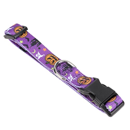 SEWOART 1stk Halloween-Kragen Schnallenkragen Welpen Halloween-haustierkostüm Festival-hundehalsband Kleines Welpenhalsband Rindenhalsband Kürbis Hundehalsband Violett Polyester von SEWOART