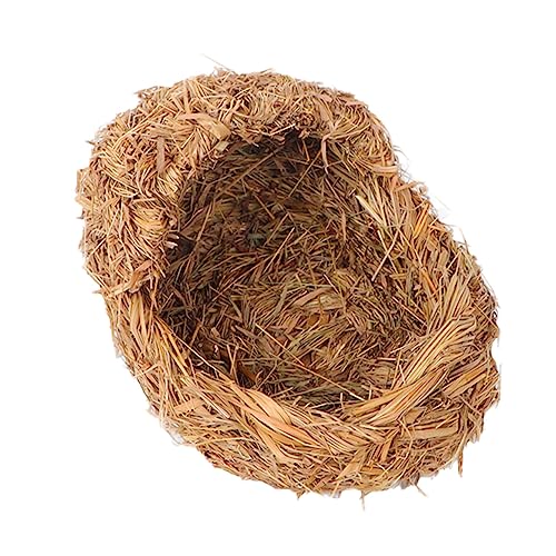 SEWOART 2 STK Haustierbett aus Stroh gewebtes Bett aus Guinea Mini-Haustierbett Hamsterhaus Bett für Kleintiere Grasbett Gras gewebtes Haustiernest Haustier Lebensraum Berggras Yellow von SEWOART