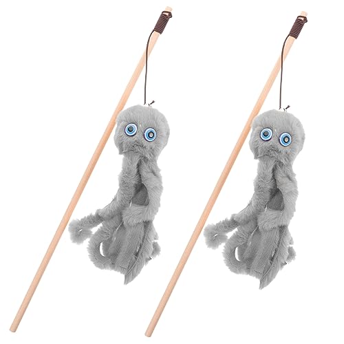 SEWOART 2St Spielzeug kauen Kätzchenspielzeug Spielzeug für Haustiere Tiere Spielzeug interaktives Spielzeug Plush Toy neckendes Spielzeug für Katze Angelrute Katzenspielzeug Plüsch Grey von SEWOART