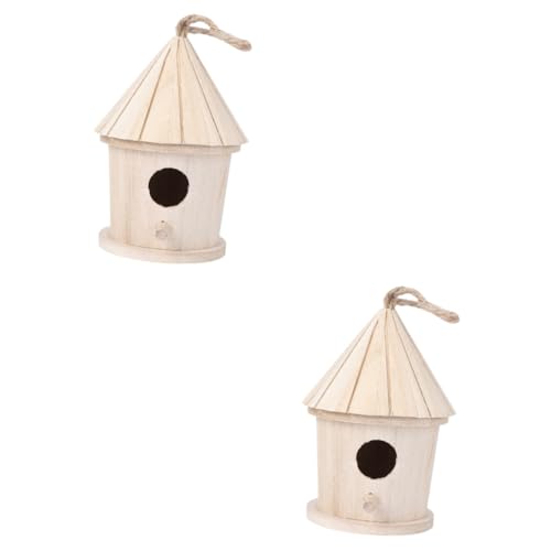 SEWOART 2St Vogelnest Vogelhäuschen vogelhaus The Birdcage Bird Toys Vogelzubehör Vogelrastplatz Vögel Wohnzimmer Vogelschutz Vogelschlafbett hängendes Nest Vogelbett Bambus Yellow von SEWOART