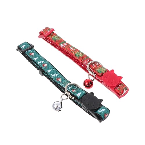 SEWOART Weihnachtshaustier 2st Weihnachts Weihnachtskatzenhalsband Glockenhalsband Für Haustiere Welpe Santa Glockenhalsbänder Urlaub Katzenhalsband Cosplay Halskette Tuch von SEWOART