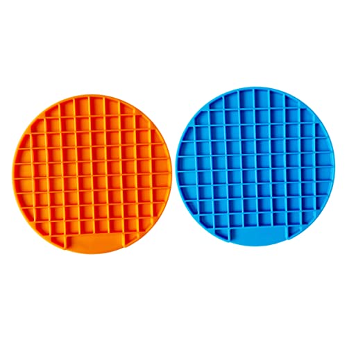 SEWOART 2 Stücke Haustier Fütterung Matten Slow Eating Pad Für Hund Welpen Runde Orange Umweltfreundliche Silikon Slow Feeder Für Outdoor von SEWOART