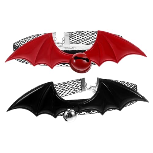 SEWOART 2st Süße Katzenhalsbänder Katzenhalsband Mit Glocke Halloween Fliege Kragen Krawattenhalsband Für Katzen Katzenfledermaus Verkleiden Gothic Katzenhalsband Haustier Schläger Stoff von SEWOART