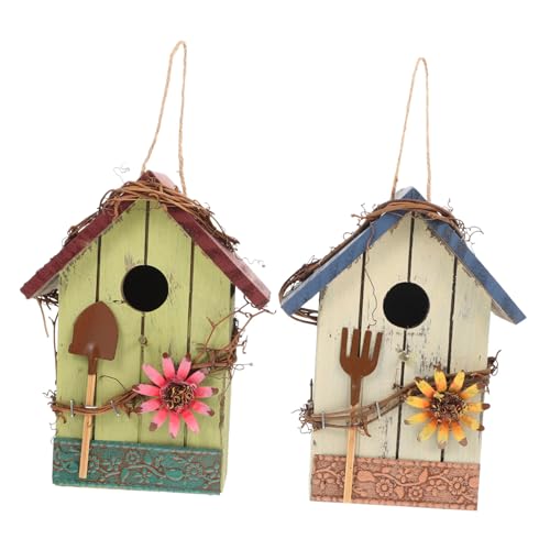 SEWOART 2pcs Holz Vogel Natürliche Holz Huhn Nistkasten Garten Decor Vogel Hause Hängen Seil von SEWOART