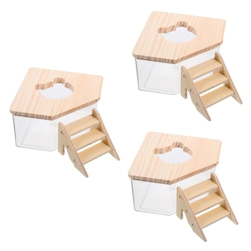 SEWOART 3 Sätze Hamsterbad-sandkasten Rennmaus Badezimmer Rennmaus-Sand-badewanne Hamster-badewanne Hamsterbad Sandzimmer Hamstersandbad Hamsterkäfig-zubehör Pet，， Transparent von SEWOART