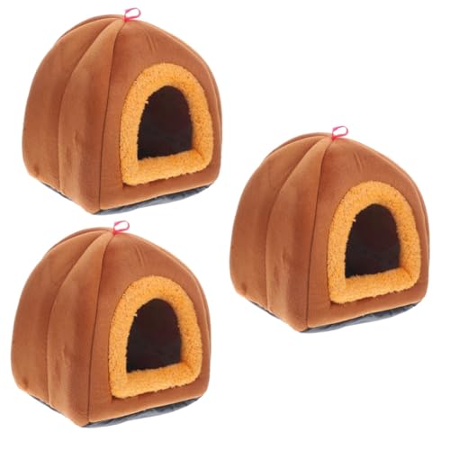 SEWOART 3St kleines Haustiernest Betten für Hamster hängender Hängemattenkäfig Chinchilla-Nester Kleintierheim kaninchenkäfig Rabbit cage Nester für Hamster Kaninchenbetten Polyester Brown von SEWOART