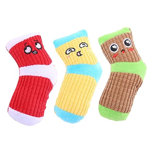 SEWOART 3er Set Kreative Socken Mit Quietschspielzeugen Bissfeste Kauspielzeuge Für Hunde Interaktives Zur Zahnpflege Ideal Für Kleine Und Mittelgroße Hunde von SEWOART