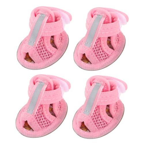 SEWOART 4 Stücke Sommer Atmungsaktive Hundeschuhe rutschfeste Mesh Sandalen für Hunde Größe Perfekter Pfotenschutz Ausflüge Ideal für Sommeraktivitäten von SEWOART