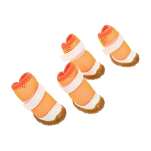 SEWOART 4 Stück Haustierschuhe Haustierstiefel Sommerschuhe für Hunde kleines hundezubehör pet Supplies Paws pfotenschutz verschleißfeste Hundeschuhe Atmungsaktive Hundeschuhe PVC Orange von SEWOART